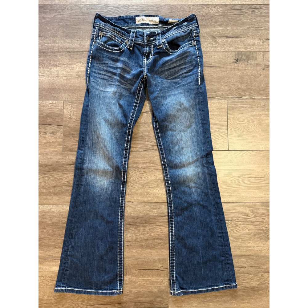 BKE Sabrina Bootcut Jeans Womens 28L Dark Wash Thick Stitch BMM1201L Low Rise